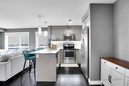 6415-302 Skyview Ranch Drive Ne, Calgary, AB - Indoor Photo Showing Kitchen With Stainless Steel Kitchen With Upgraded Kitchen