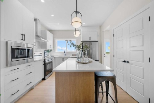 84 Buffaloberry Manor Se, Calgary, AB - Indoor Photo Showing Kitchen With Upgraded Kitchen