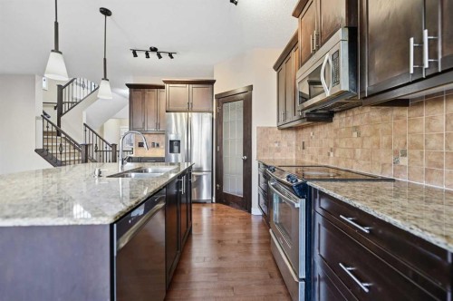 55 Skyview Shores Road Ne, Calgary, AB - Indoor Photo Showing Kitchen With Stainless Steel Kitchen With Double Sink With Upgraded Kitchen