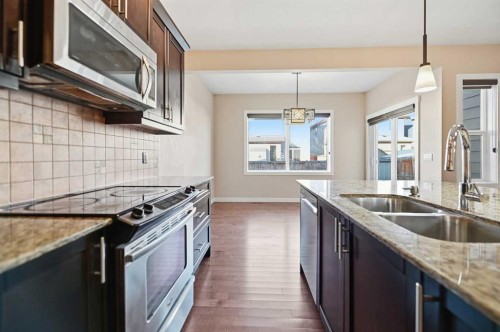 55 Skyview Shores Road Ne, Calgary, AB - Indoor Photo Showing Kitchen With Stainless Steel Kitchen With Double Sink With Upgraded Kitchen