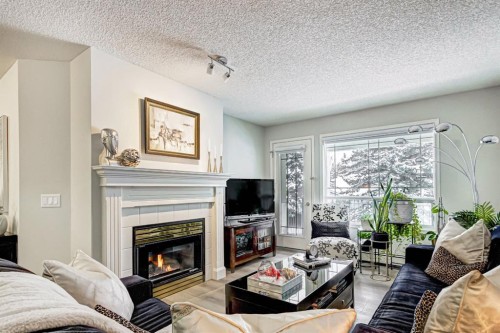 203-2144 Paliswood Road Sw, Calgary, AB - Indoor Photo Showing Living Room With Fireplace
