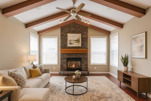 94 Kincora Gardens Nw, Calgary, AB - Indoor Photo Showing Living Room With Fireplace