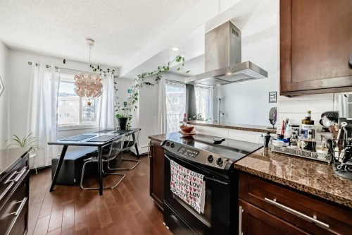 403-4455D Greenview Drive Ne, Calgary, AB - Indoor Photo Showing Kitchen With Upgraded Kitchen