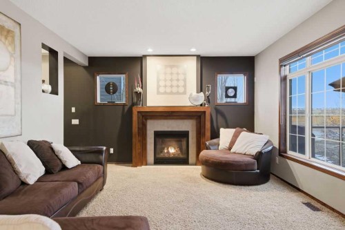 62 Chaparral Valley Grove Se, Calgary, AB - Indoor Photo Showing Living Room With Fireplace