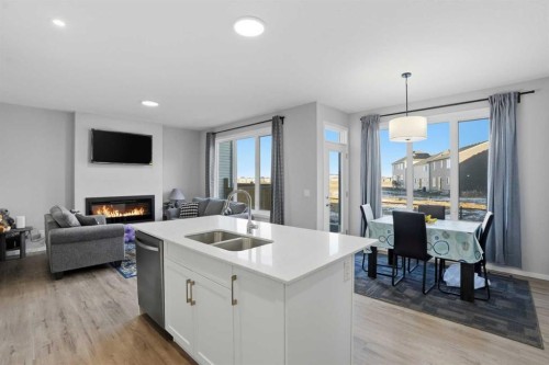 123 Cityside Crescent Ne, Calgary, AB - Indoor With Fireplace