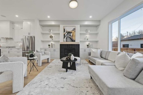 4615 82 Street Nw, Calgary, AB - Indoor Photo Showing Living Room With Fireplace