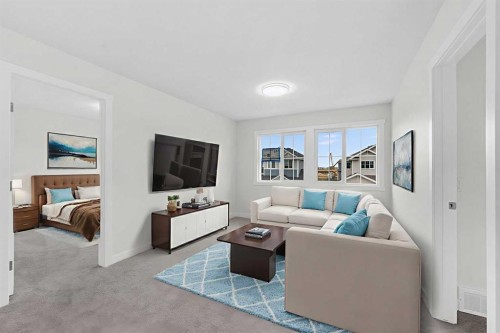 142 Sunstone Way, Balzac, AB - Indoor Photo Showing Living Room