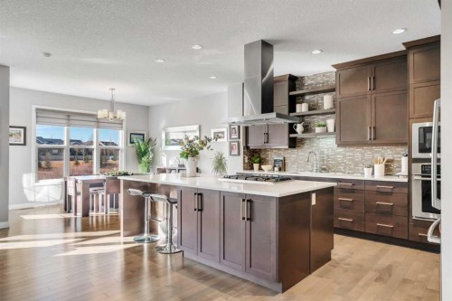 53 Sundown Grove, Cochrane, AB - Indoor Photo Showing Kitchen With Upgraded Kitchen