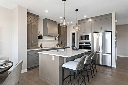 89 Heartwood Lane Se, Calgary, AB - Indoor Photo Showing Kitchen With Upgraded Kitchen