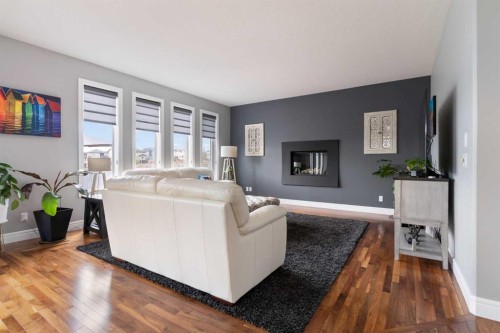 80 Sage Valley Park Nw, Calgary, AB - Indoor Photo Showing Living Room With Fireplace