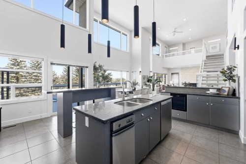 16 Hamptons Cove Nw, Calgary, AB - Indoor Photo Showing Kitchen With Double Sink