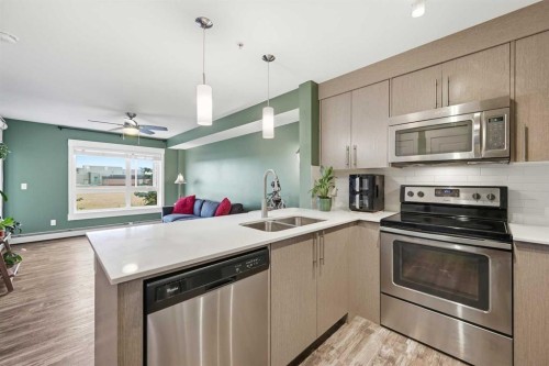 7206-302 Skyview Ranch Drive Ne, Calgary, AB - Indoor Photo Showing Kitchen With Double Sink With Upgraded Kitchen