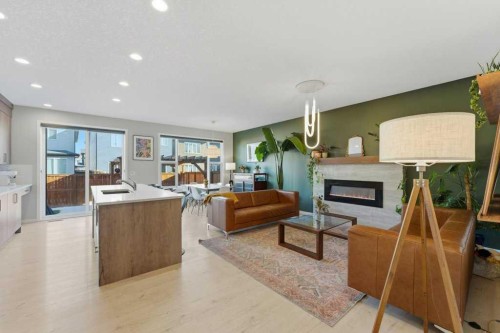 34 Walgrove Link Se, Calgary, AB - Indoor Photo Showing Living Room With Fireplace