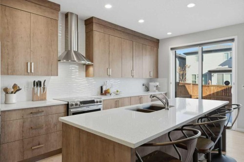 34 Walgrove Link Se, Calgary, AB - Indoor Photo Showing Kitchen With Double Sink With Upgraded Kitchen