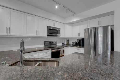 103-923 15 Avenue Sw, Calgary, AB - Indoor Photo Showing Kitchen With Stainless Steel Kitchen With Double Sink With Upgraded Kitchen
