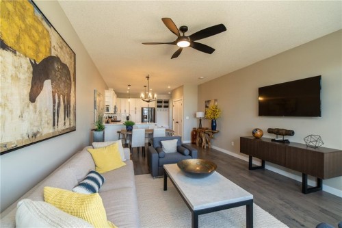 1103 Cornerstone Crescent, Olds, AB - Indoor Photo Showing Living Room