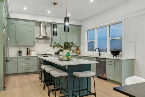 341 Limestone Bay, Balzac, AB - Indoor Photo Showing Kitchen With Upgraded Kitchen