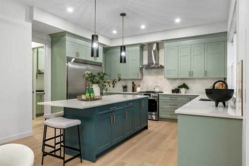 341 Limestone Bay, Balzac, AB - Indoor Photo Showing Kitchen With Upgraded Kitchen