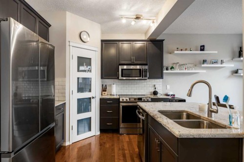 526 New Brighton Drive Se, Calgary, AB - Indoor Photo Showing Kitchen With Double Sink With Upgraded Kitchen