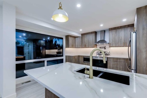 116 Deer Run Close Se, Calgary, AB - Indoor Photo Showing Kitchen With Stainless Steel Kitchen With Double Sink With Upgraded Kitchen