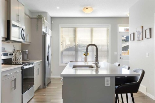 277 Ellen Way, Crossfield, AB - Indoor Photo Showing Kitchen With Double Sink With Upgraded Kitchen