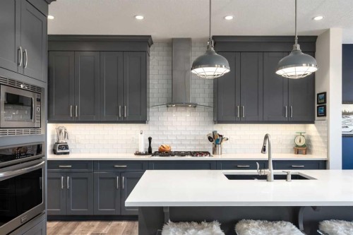 23 Cranbrook Green Se, Calgary, AB - Indoor Photo Showing Kitchen With Upgraded Kitchen