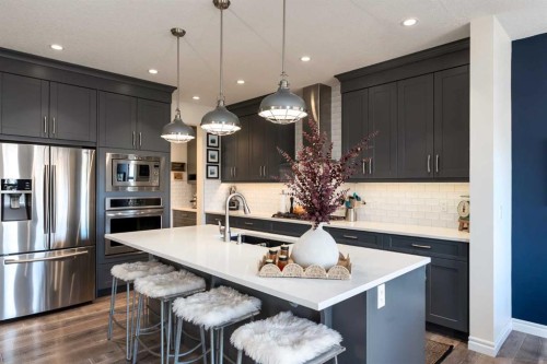 23 Cranbrook Green Se, Calgary, AB - Indoor Photo Showing Kitchen With Upgraded Kitchen