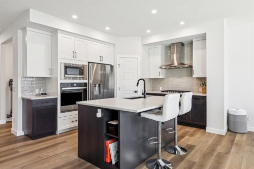 170 Creekstone Path Sw, Calgary, AB - Indoor Photo Showing Kitchen With Stainless Steel Kitchen With Upgraded Kitchen