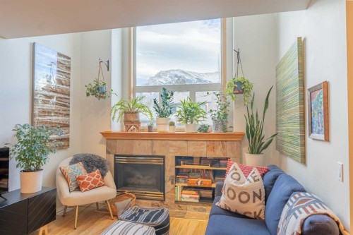 2-601 4Th Street, Canmore, AB - Indoor With Fireplace