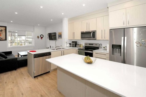 633 Savanna Boulevard Ne, Calgary, AB - Indoor Photo Showing Kitchen With Stainless Steel Kitchen With Double Sink