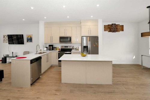 633 Savanna Boulevard Ne, Calgary, AB - Indoor Photo Showing Kitchen With Stainless Steel Kitchen With Double Sink With Upgraded Kitchen