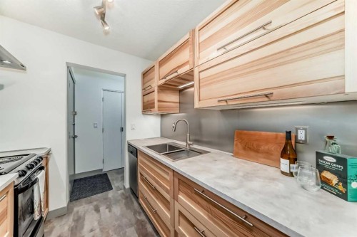 308-819 4A Street Ne, Calgary, AB - Indoor Photo Showing Kitchen With Double Sink