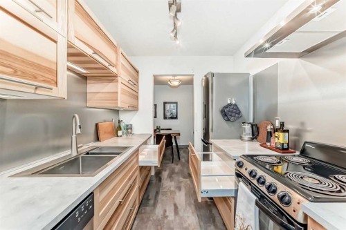 308-819 4A Street Ne, Calgary, AB - Indoor Photo Showing Kitchen With Double Sink