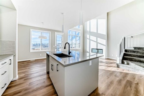 1089 Sawgrass Link Nw, Airdrie, AB - Indoor Photo Showing Kitchen With Upgraded Kitchen