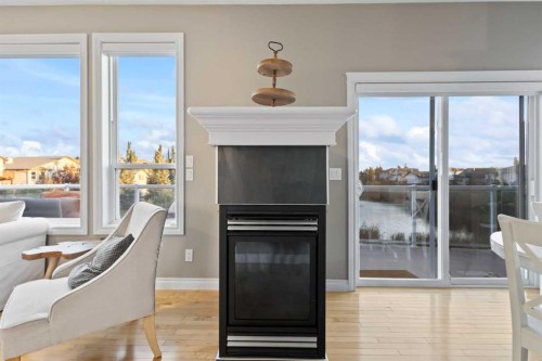 112 Hillcrest Cape, Strathmore, AB - Indoor Photo Showing Living Room With Fireplace