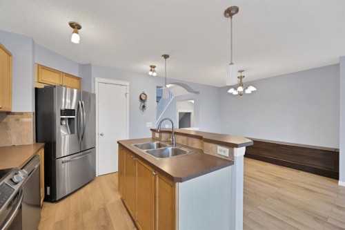 142 Auburn Bay Heights Se, Calgary, AB - Indoor Photo Showing Kitchen With Double Sink