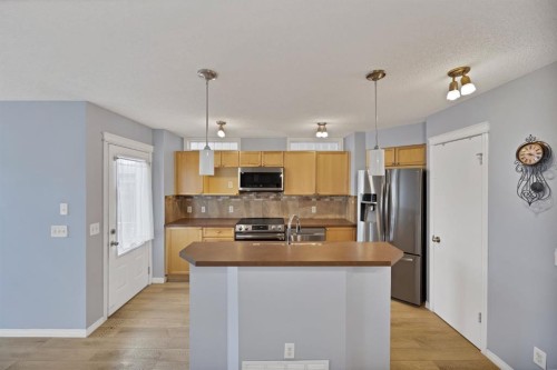 142 Auburn Bay Heights Se, Calgary, AB - Indoor Photo Showing Kitchen With Double Sink