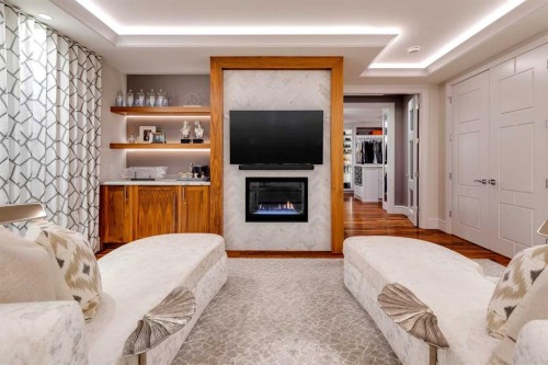 1118 Premier Way Sw, Calgary, AB - Indoor With Fireplace