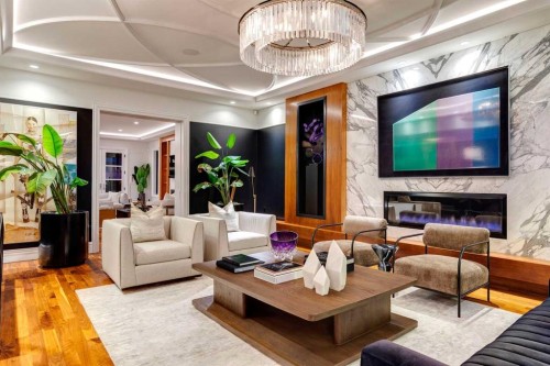 1118 Premier Way Sw, Calgary, AB - Indoor With Fireplace