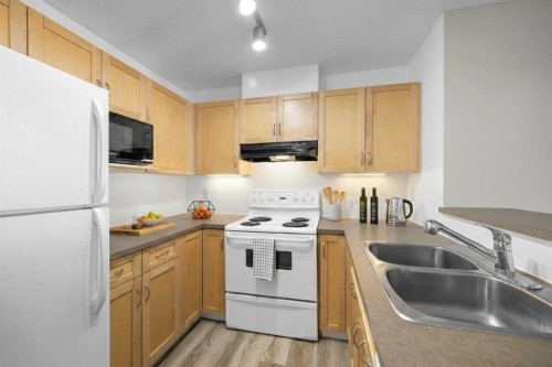 2205-70 Panamount Drive Nw, Calgary, AB - Indoor Photo Showing Kitchen With Double Sink