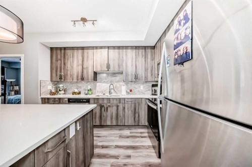 108-71 Shawnee Common Sw, Calgary, AB - Indoor Photo Showing Kitchen With Upgraded Kitchen