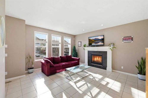 69 Skyview Springs Crescent Ne, Calgary, AB - Indoor Photo Showing Living Room With Fireplace