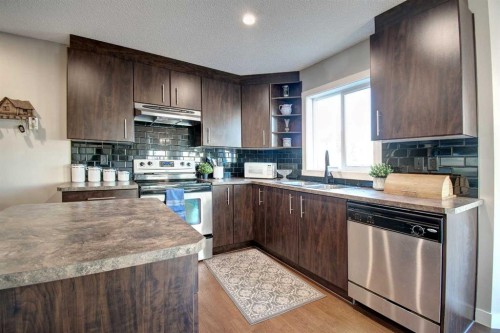 1606-2445 Kingsland Road Se, Airdrie, AB - Indoor Photo Showing Kitchen With Double Sink
