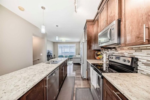 96 Skyview Ranch Avenue Ne, Calgary, AB - Indoor Photo Showing Kitchen With Double Sink With Upgraded Kitchen