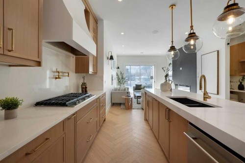 2413 25 Avenue Nw, Calgary, AB - Indoor Photo Showing Kitchen With Double Sink With Upgraded Kitchen