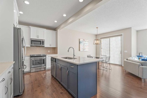 308 Chaparral Valley Way Se, Calgary, AB - Indoor Photo Showing Kitchen With Stainless Steel Kitchen With Double Sink With Upgraded Kitchen