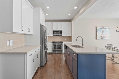 308 Chaparral Valley Way Se, Calgary, AB - Indoor Photo Showing Kitchen With Stainless Steel Kitchen With Double Sink With Upgraded Kitchen