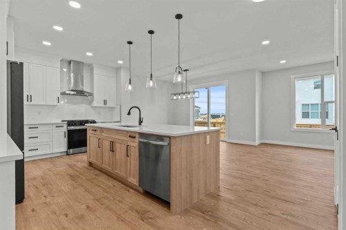 263 Kinniburgh Loop, Chestermere, AB - Indoor Photo Showing Kitchen With Stainless Steel Kitchen With Upgraded Kitchen
