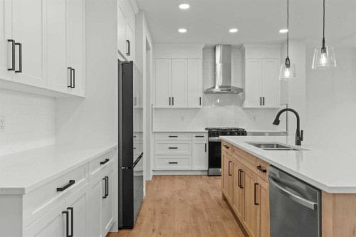 263 Kinniburgh Loop, Chestermere, AB - Indoor Photo Showing Kitchen With Double Sink With Upgraded Kitchen