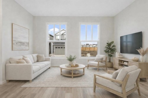 680 Buffaloberry Manor Se, Calgary, AB - Indoor Photo Showing Living Room